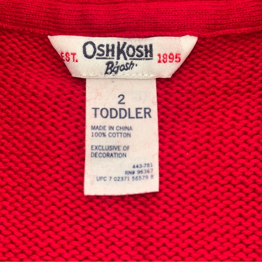Oh‎ Kosh Boys 2T Red Sweater With Train Zip Up Rib Knit Preppy Christmas Holiday - Picture 3 of 4